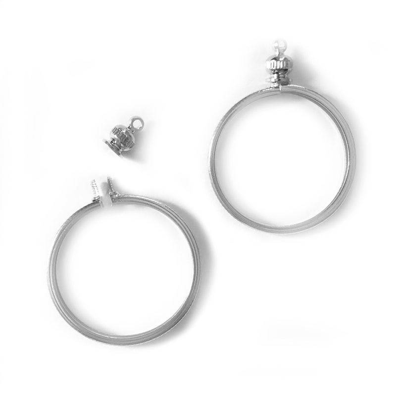 BeadExplosion Coin Holder Bezel for Dime USA 10 Cent Silver Tone Pack of 2 - Image 1
